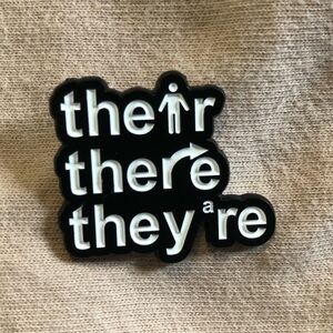 Black and White Grammar Enamel Pin